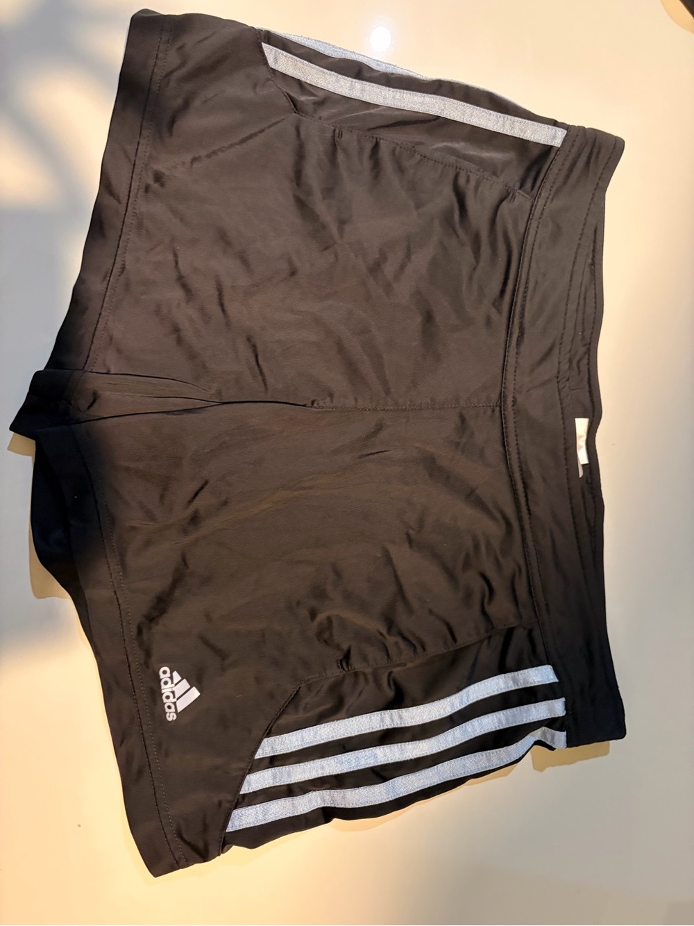 Adidas Black Athletic Shorts with Reflective Stripes